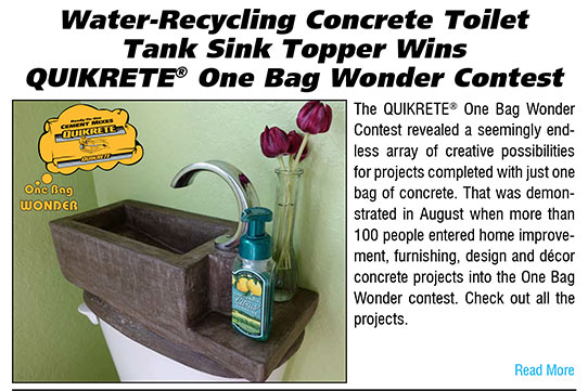 Water-Recycling Concrete Toilet Tank Sink Topper Wins 鶹ýAV One Bag Wonder Contest